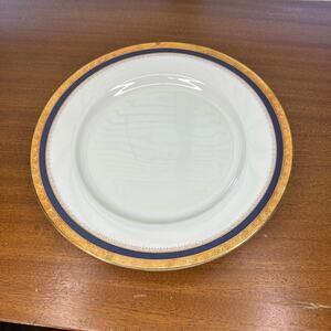 Vtg Fine China Chop Plate Platter Alhambra Pattern by Ranmaru Cobalt Blue/Gold